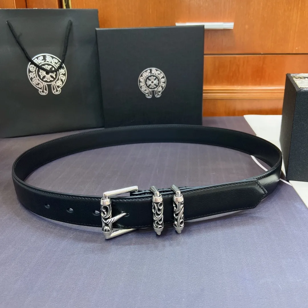 𝐂𝐡𝐫𝐨𝐦𝐞𝐇𝐞𝐚𝐫𝐭𝐬 Kroxin Rotating Roller Roman Column Pin Buckle Belt [Fixed Style], silver-plated s925 brass buckle and imported wax leather belt, very cool. Width 3.0cmp520